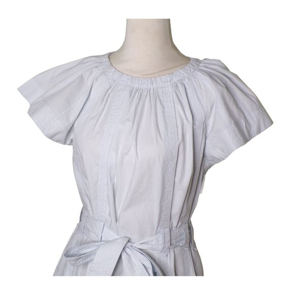 🆕ULLA JOHNSON Mae Flutter Sleeve Belted Cotton Mini Dress Sea Glass Blue 8 - Picture 8 of 12